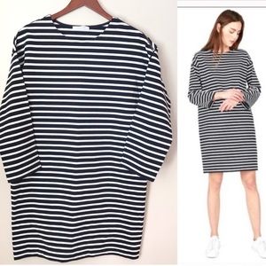 EVERLANE Breton Striped Shift Dress Long Sleeve Sm